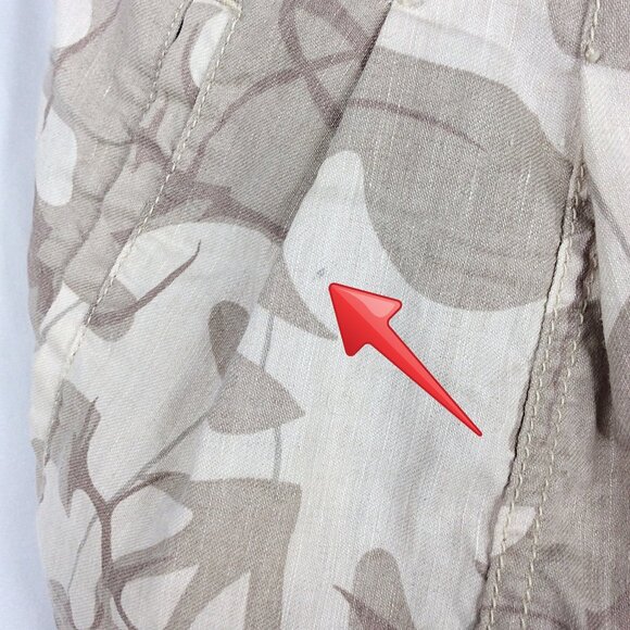 Anthropologie Frannie Print Tapered Pants Sz 16W Linen Blend Beige Floral Leaves - Picture 5 of 11